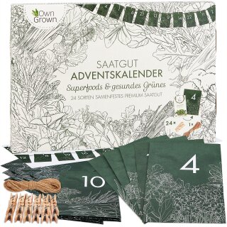 Saatgut Adventskalender Microgreens, Kr&auml;uter und Gem&uuml;se
